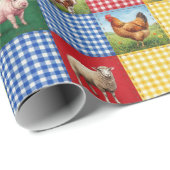 Farm Animals and Gingham Patchwork Quilt Cadeaupapier (Rol Hoek)