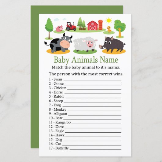 Farm animals Baby Name Game (Voorkant / Achterkant)