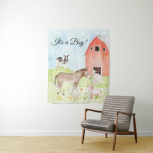 Farm Animals Baby shower Banner Achtergrond Wandkleed
