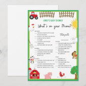 Farm Animals Baby shower Game Size Invitation Kaart (Voorkant / Achterkant)