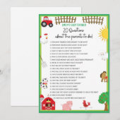 Farm Animals Baby shower Game Size Invitation Kaart (Voorkant / Achterkant)