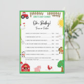 Farm Animals Baby shower Game Size Invitation Kaart (Staand voorkant)