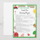 Farm Animals Baby shower Game Size Invitation Kaart (Voorkant / Achterkant)