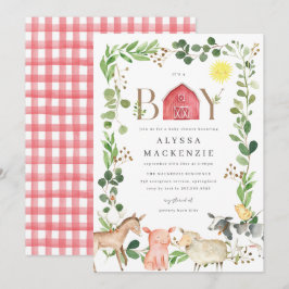 Farm Animals Baby Shower Invitation Kaart