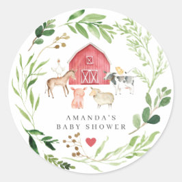 Farm Animals Baby Shower Ronde Sticker