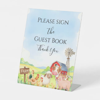 Farm Animals Baby Shower Table Sign Reclamebord Met Voetstuk