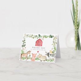 Farm Animals Baby Shower Thank You Card Bedankkaart