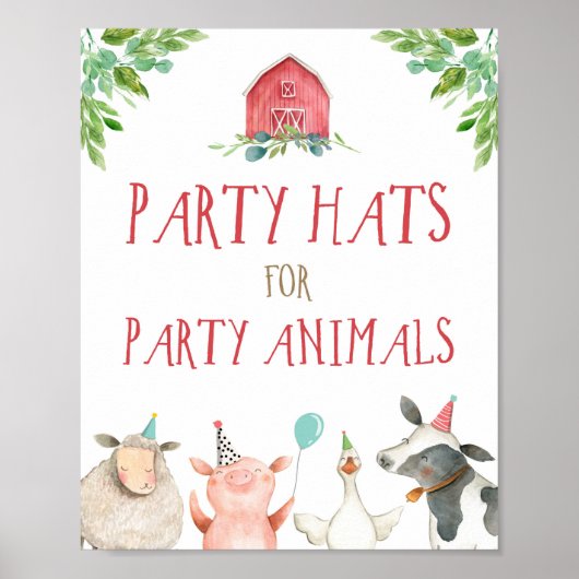 Farm Animals Barnyard Boy Birthday Poster (Voorkant)