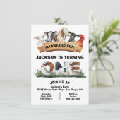 Farm Animals Barnyard Rustic Sign Birthday Party Kaart (Staand voorkant)