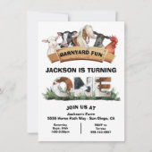 Farm Animals Barnyard Rustic Sign Birthday Party Kaart (Voorkant)