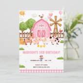 Farm Animals Barnyard Verjaardagsfeest Uitnodiging (Staand voorkant)