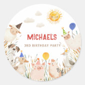 Farm Animals Birthday Banner Ronde Sticker (Voorkant)