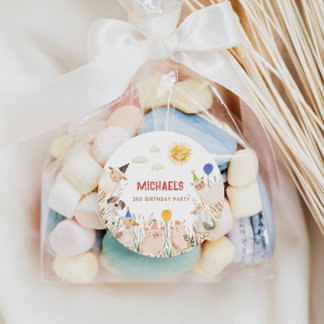 Farm Animals Birthday Banner Ronde Sticker