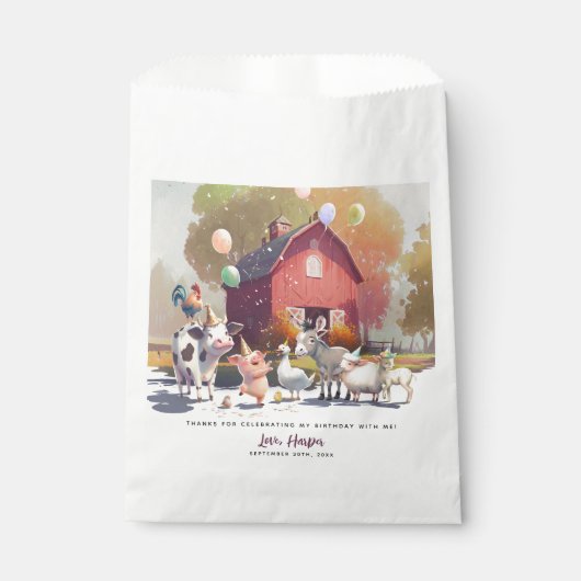 Farm Animals Birthday Party Favor Bag Bedankzakje (Voorkant)