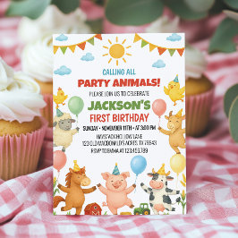 Farm Animals Birthday Party Invitation Kaart