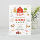 Farm Animals Boy Birthday Invitation (Debout devant)