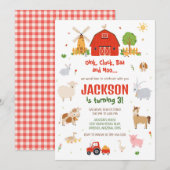 Farm Animals Boy Birthday Invitation (Devant / Derrière)