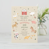 Farm Animals Boy Gingham Barnyard Birthday Invitat Kaart (Staand voorkant)