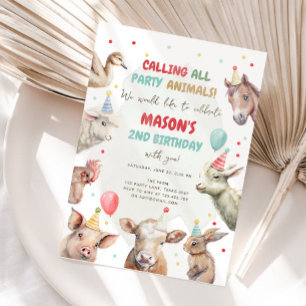 Farm Animals Boy Roeping Party Animals Kaart