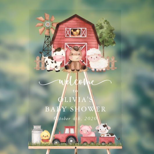 Farm Animals, Cute Animals, Baby Shower Welcome (Neutre)