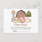 Farm Animals, Cute Animals, Barn, Diaper Raffle Informatiekaartje (Voorkant)