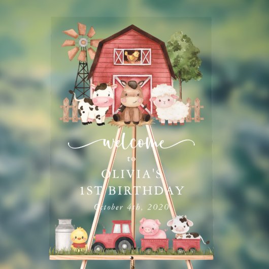 Farm Animals, Cute Animals, First Birthday Welcome (Neutre)