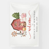 Farm Animals, Cute Animals, First Birthday Welcome Spandoek (Verticaal)