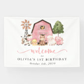 Farm Animals, Cute Animals, First Birthday Welcome Spandoek (Horizontaal)