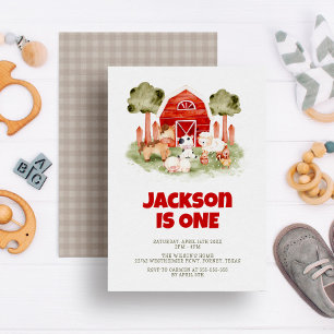 Farm Animals Cute Waterverf Boy 1st Birthday Kaart