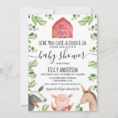 Farm Animals Foliage Baby shower Invitation Kaart (Voorkant)