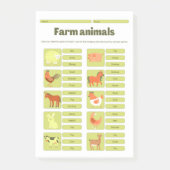 Farm Animals Identification Educational Worksheet Post-it® Notes (Voorkant)