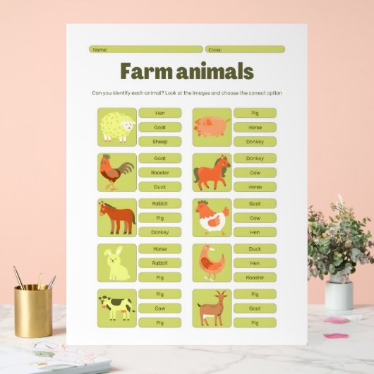 Farm Animals Identification Learning Worksheet (Mariage)