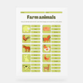 Farm Animals Identification Learning Worksheet Acryl Bord (Voorkant)