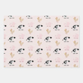 Farm Animals & Koe Pattern Pink Birthday Inpakpapier Vel (Voorkant 3)