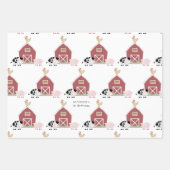 Farm Animals & Koe Pattern White Birthday Inpakpapier Vel (Voorkant)