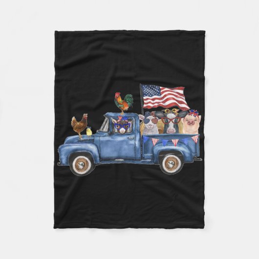 Farm Animals Koe Varkensgeit Boerderij Truck Ameri Fleece Deken (Voorkant)