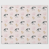 Farm Animals Pattern Pink Wrapping Paper Cadeaupapier (Vlak)