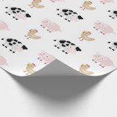 Farm Animals Pattern White Wrapping Paper Cadeaupapier (Hoek)