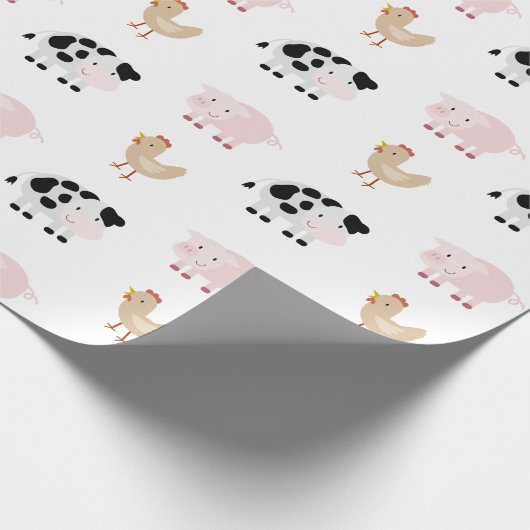 Farm Animals Pattern White Wrapping Paper Cadeaupapier (Hoek)