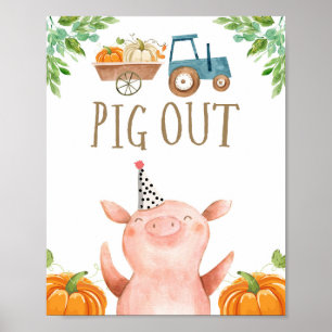 Farm Animals Pumpkin Herfst Boy Birthday Poster