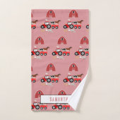 Farm Animals & Red Tractor Barnyard Girls Pattern Bad Handdoek (Handdoek)