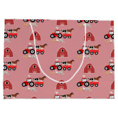 Farm Animals & Red Tractor Barnyard Girls Pattern Groot Cadeauzakje (Achterkant)