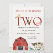 Farm Animals Second Birthday Party Invitation Kaart (Voorkant)