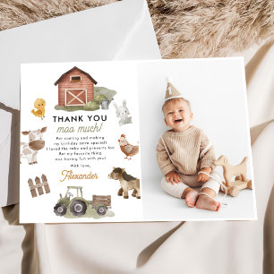 Farm Animals Verjaardagsfeest Foto Bedankkaart