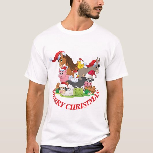 Farm Animals Zige kerst - AANGEPASTE WETENSCHAP T-shirt (Voorkant)