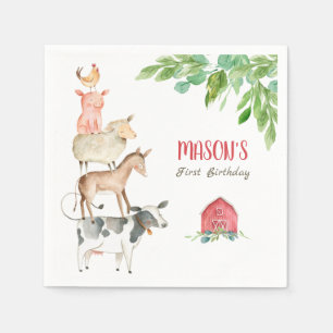 Farm Animals Zoo Boy Birthday Barnyard Servet