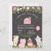 Farm Barnyard 1er anniversaire fêtes Invitations f (Devant)