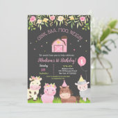 Farm Barnyard 1er anniversaire fêtes Invitations f (Debout devant)