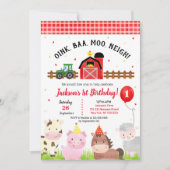 Farm Barnyard 1er anniversaire fêtes Invitations g (Devant)