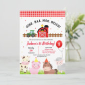 Farm Barnyard 1er anniversaire fêtes Invitations g (Debout devant)
